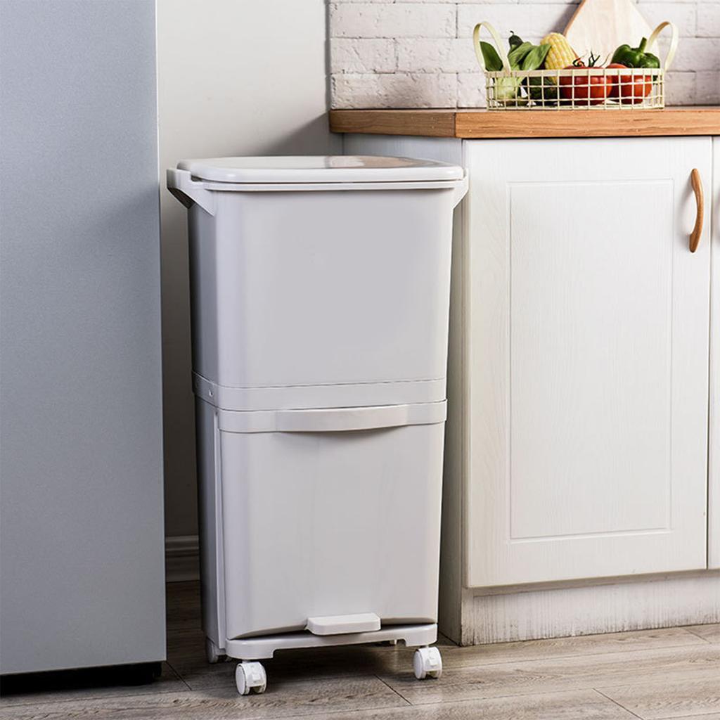 Dry Wet Sorting Garbage Cans Large Capacity Movable Heightened Dry Wet Classification Trash Can for