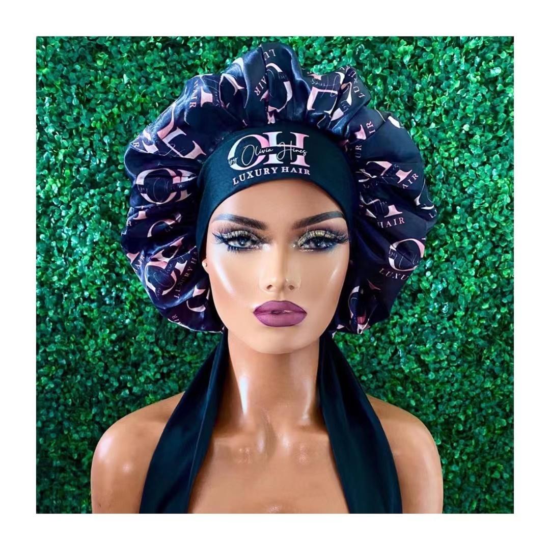 Own Your Brand Satin Bonnet With Head Wrap Custom logo Silk Hair Bonnets Wholesale