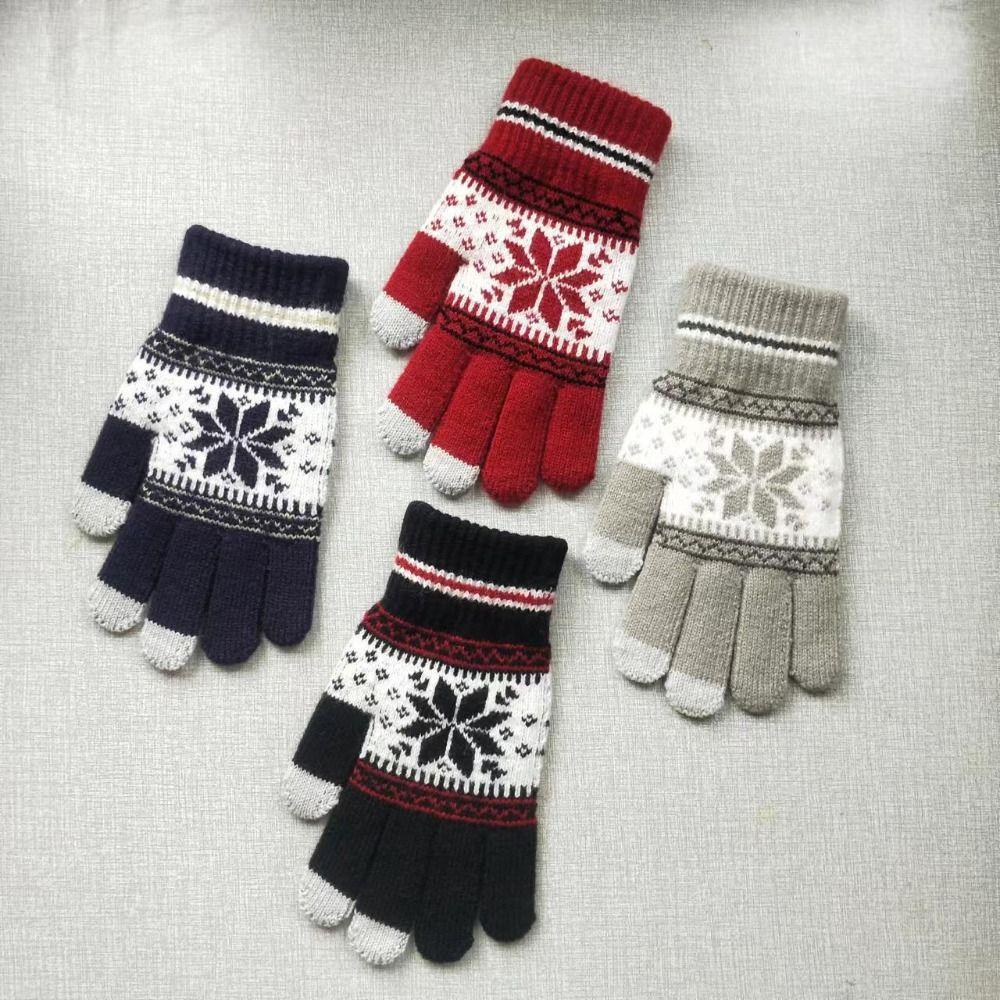 Touch Screen Winter Knitted Gloves Thickened Skiing Gloves High Quality Full Finger Mittens Winter