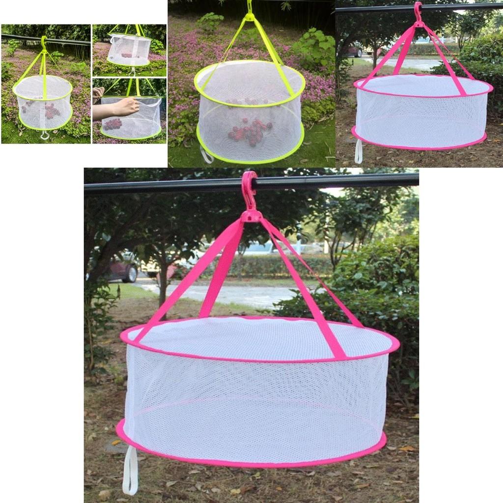 Foldable Clothes Drying Mesh Basket With Large Diameter For Sweaters And Underwear Drying