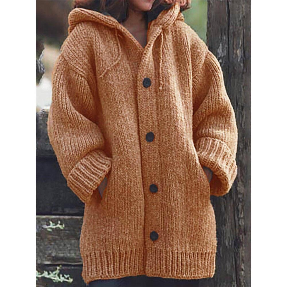 Women's Plus Size Knit Sweater Coat - Mid-Length Autumn/Winter Style