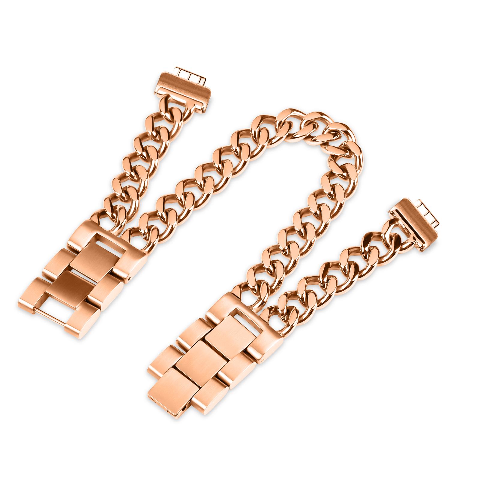 

For Fitbit Inspire/Inspire HR/Inspire 2 Strap Circle Design Electroplating Stainless Steel Watch Bracelet Rose Gold