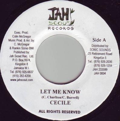7inch Record CECILE Let Me Know JAH0004 Jah Scout Recor US Reggae Ska Dub Used