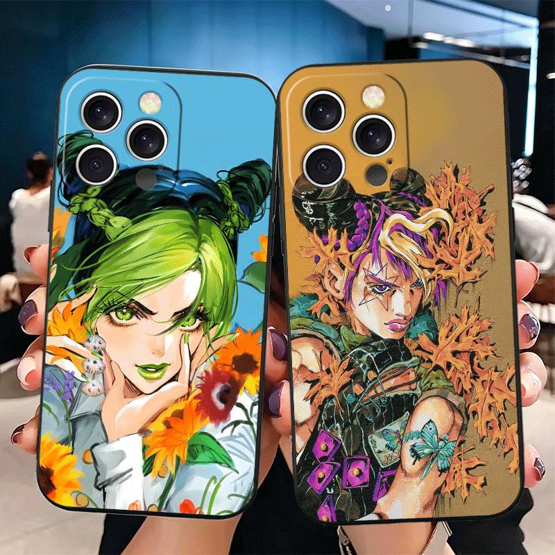 JoJo Adventure Jolyne Cujoh Soft Phone Case for iPhone 16 16E 17 Air 15 Pro Max 14 Plus 13 Mini 11 12 7 Black Cover Back Shell
