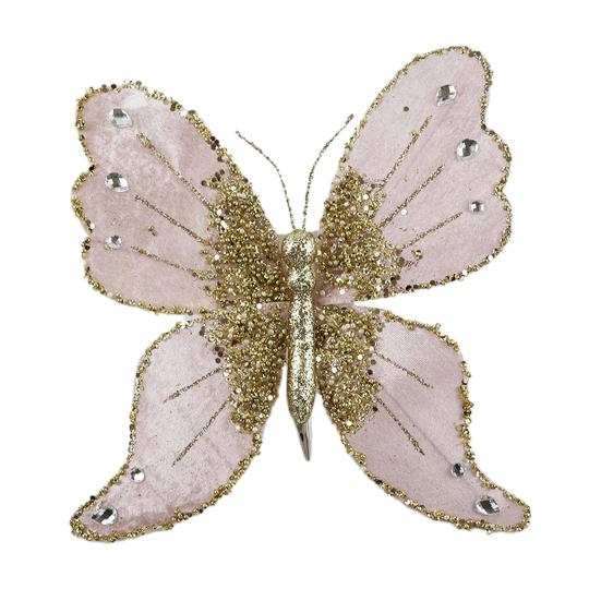 Fabric Glitter Butterfly Ornament Artificial Butterfly Christmas Tree Hanging Decoration for Ceiling Wall Tree Wreath Decor