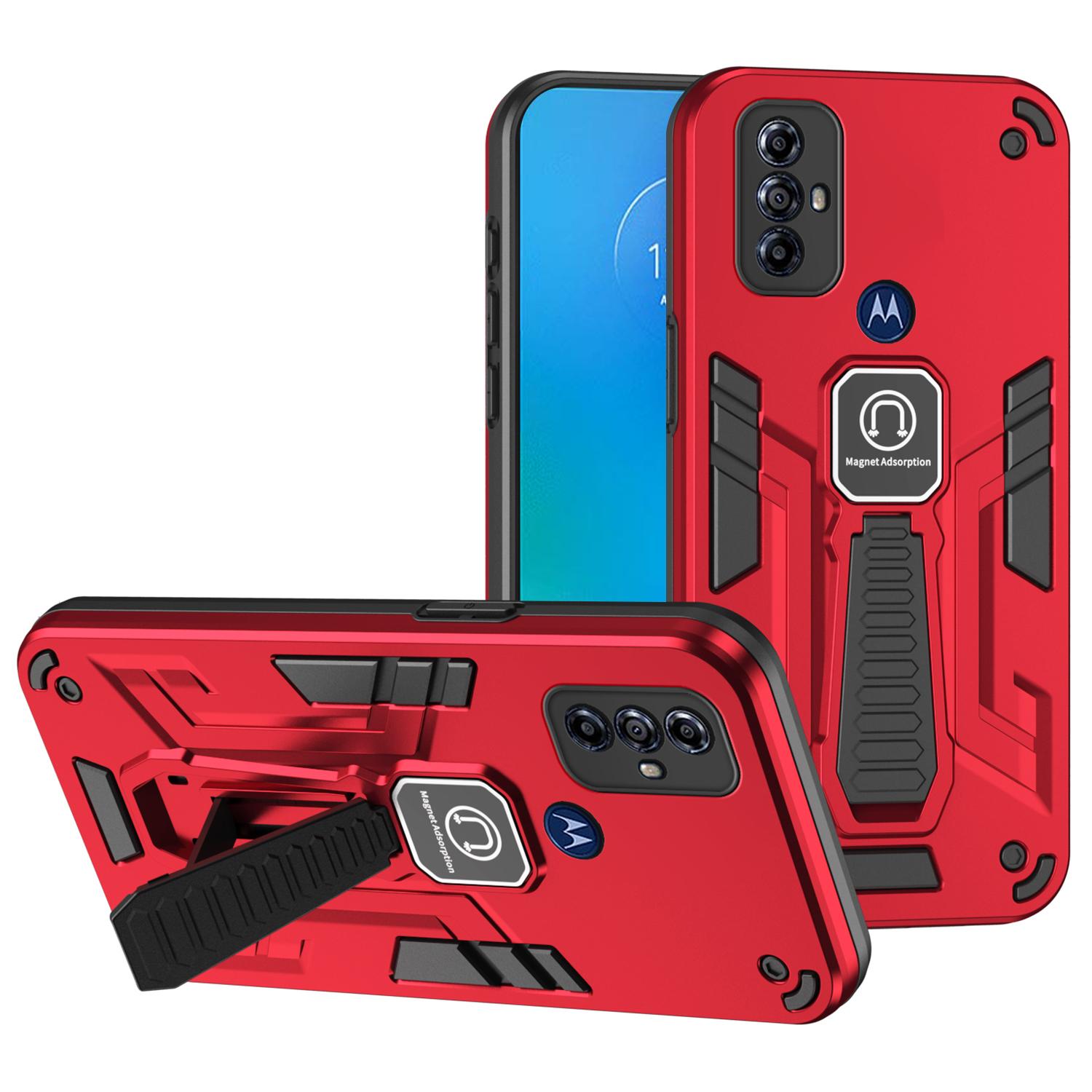 

For Motorola Moto G Play (2023) 4G Phone Case Kickstand Cover Lens Protection Red