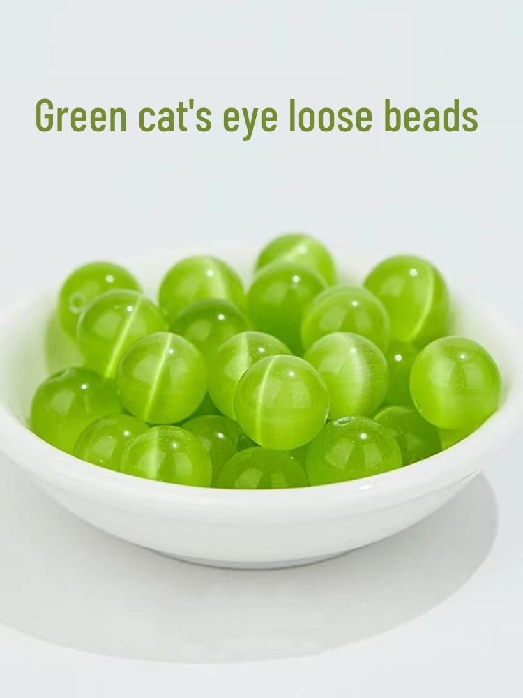 Green Cat's Eye Grape Beads: Round Spacer Beads for DIY Jewelry - Bracelet & Necklace Accessories.