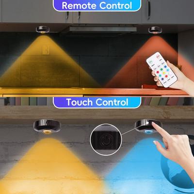 3 Pcs/set Rechargeable Under Cabinet Light Color Changing Stick On Design RGB Mood Nightlight Mini LED Remote Control