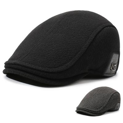 Men's Winter Middle-Aged and Elderly Warm Cotton Hat Outdoor Cold-Proof Thick Ear Protecting Cap Forward Beret