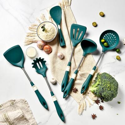 1Pc Grün Küche Utensilien Set Nicht-stick Geschirr Kochen Werkzeuge Löffel Suppe Schöpfkelle Spachtel Schaufel Werkzeuge Gadget Zubehör