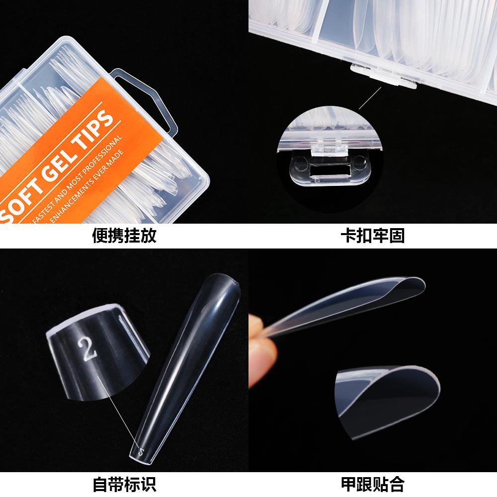 240 Stück/Box, extra lange künstliche Nägel, Ballerina-Nägel, französische Sargnägel, zum Aufdrücken der Nägel, vollständige Abdeckung, transparente Gel-Tipps, Kapsel-Gefälschte Tipps