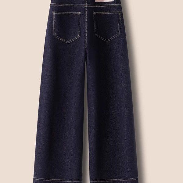 Damen Jeans mit Hoher Taille, Blaue Denim - Frühling/Sommer 2026, Petite, Schlank, Neun-Zehntel, Gerade Weiter Bein