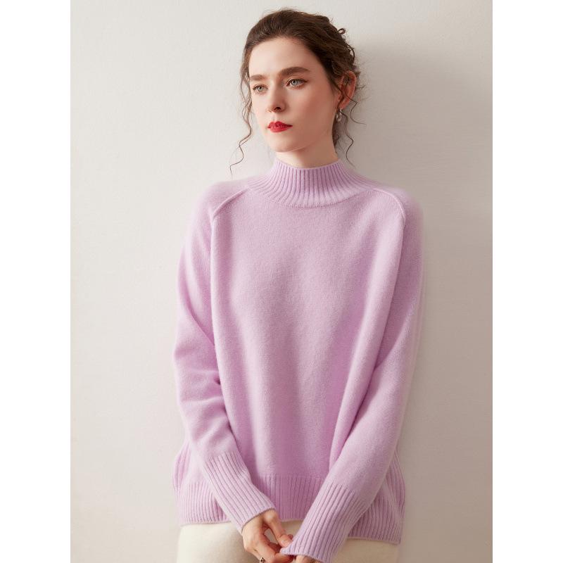 2025 Autumn/Winter Women's Cashmere High Neck Base Layer Sweater - Loose, Comfortable & Stylish Design