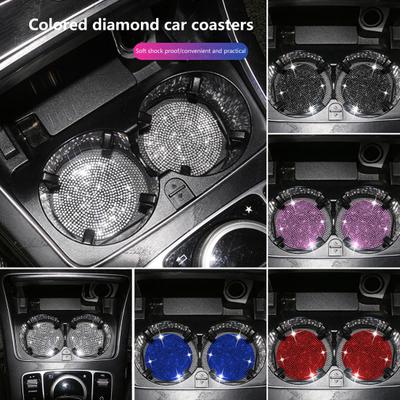 Accessoires de voiture, coussin de tasse de voiture, anti-rayures, résistant à la chaleur, rond et épais, strass, dessous de verre de voiture
