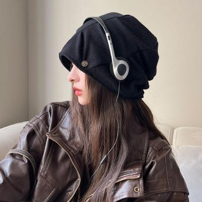 Big Head Surround Baotou Hat Early Autumn Thin Face Showing Small Cold Hat Korean Version Versatile Pile Hat Trendy
