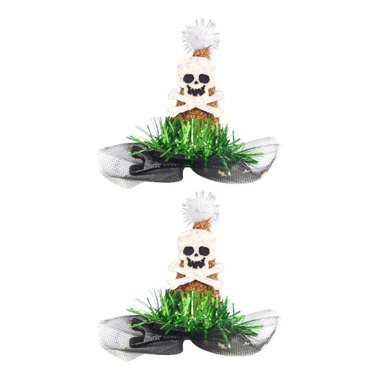1 Pair Halloween Dog Barrettes Witch Hat Pet Hair Clip Felt Skull Gauze Cobweb Hair Accessories for Puppy Cats Festive Dress-up
