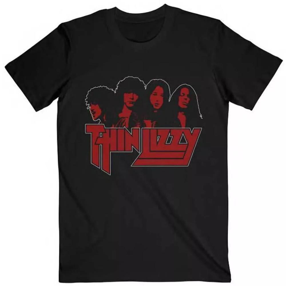 Thin Lizzy Band Photo Logo Black Tee Shirt  Unisex T-Shirt XL