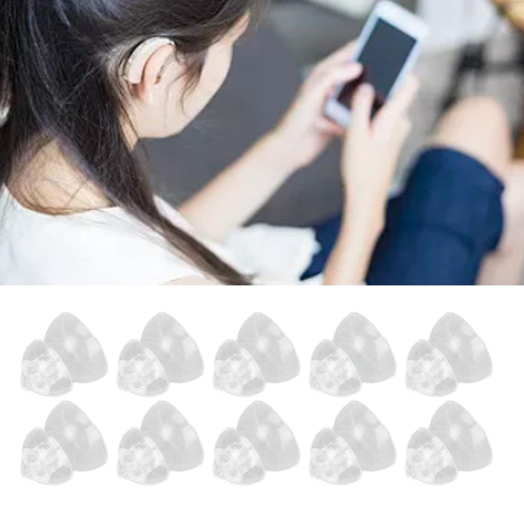 10 Pcs Sound Amplifier Dome Soft Silicone Anti Static Dual Layer Closed Sound Aid Tips