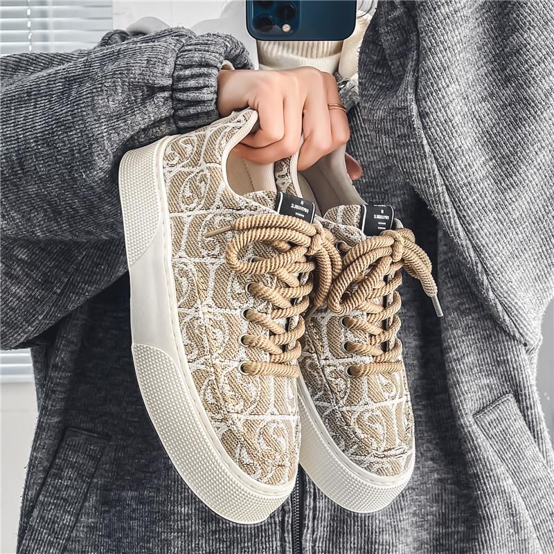 Autumn Men's Graffiti Prints Canvas SneakersOutdoor Lace Up Men Casual Shoes  Spring Autumn Breathable Fashion Vulcanize Shoes