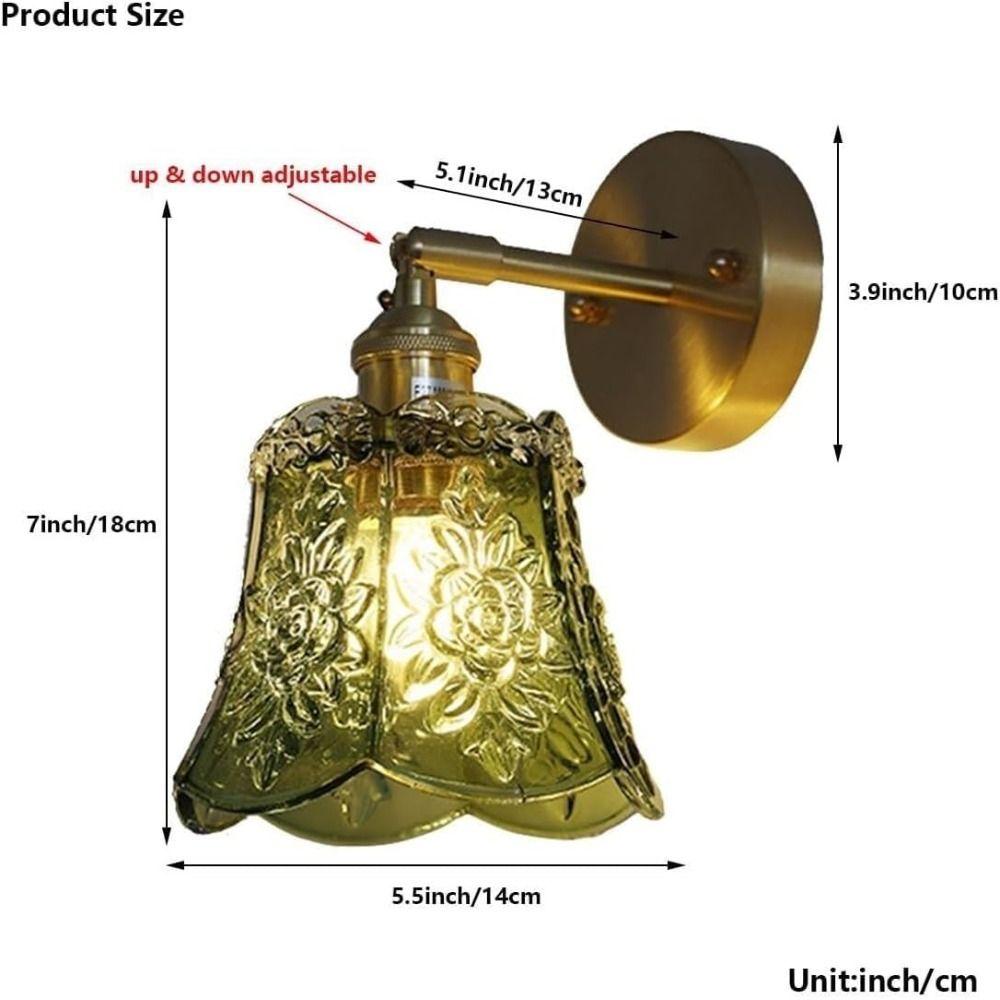 Green Glass Nordic Wall Lamp Wrought Iron Bedside Wall Lamp LED Wall Light  Dressing Table