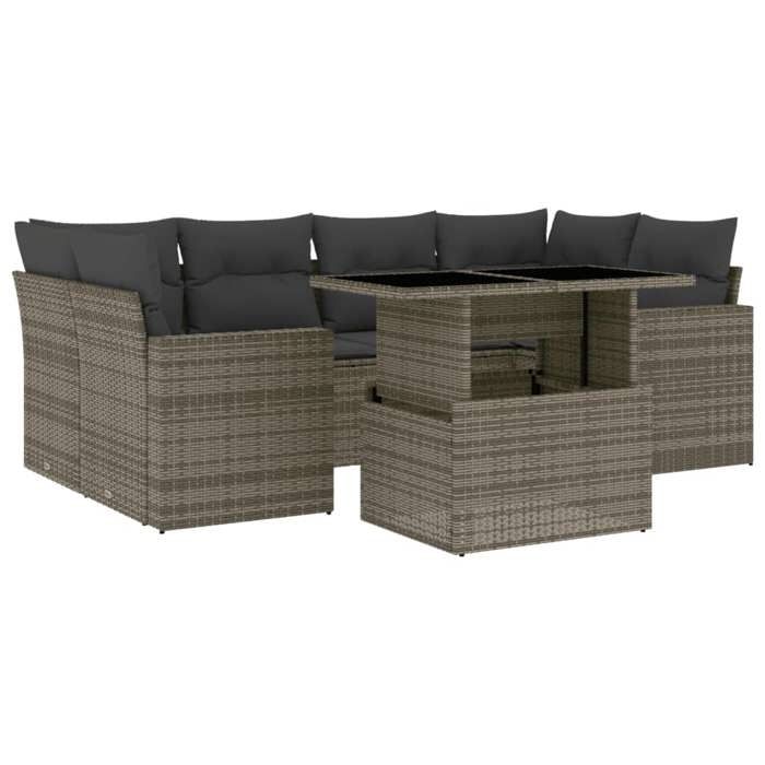 VidaXL Salon de jardin avec coussins 7 pcs gris résine tressée 3267130