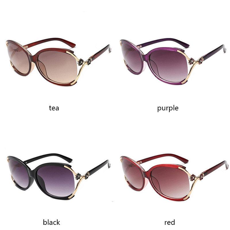 Newest Anti-UV Square Sunglasses for Women with Retro Camellia Design and Summer Glasses Case
