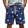 Men's Drawstring Waist Casual Shorts with Star Stripe Print Loose Fit Elastic Waistband and Side Pockets for Daily Wear