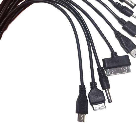 10-in-1 Multi-Device Charging Cable 23cm PVC Tangle-Free Cord Universal High Toughness Data Cable for Most Phone