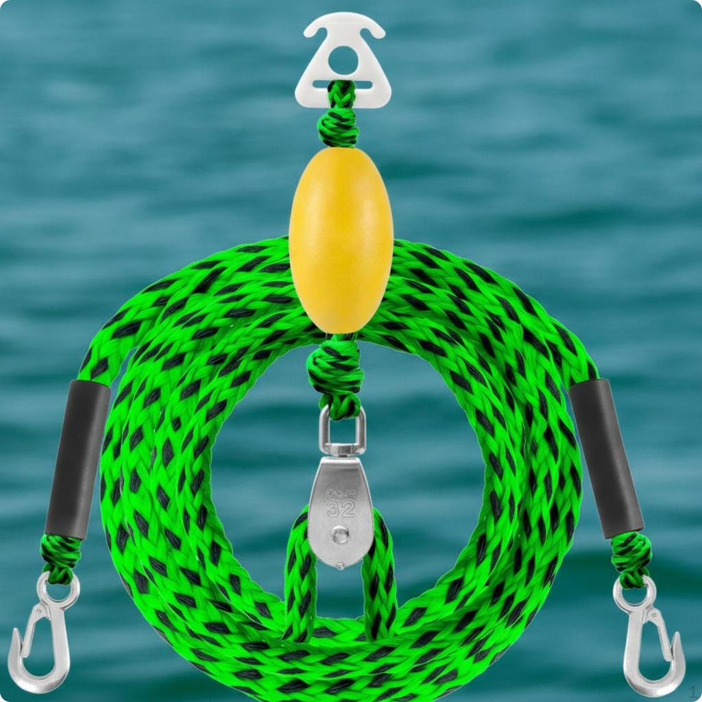 Marine Tow Line with Pulley Shock Absorbing Bungee Dock Stretchable Mooring Rope Water Sports