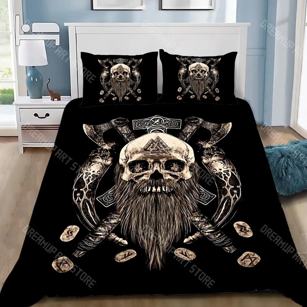 Viking Nordic Viking Mystical Symbol Duvet Cover Pillowcase Bedding Set Adult Boy Girl Bedroom Decoration Children Single D
