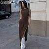Women's Summer New Fashion Personality Tiered Ruffles Slim Fit Crew Neck Sleeveless Dress