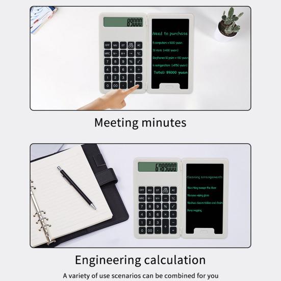 Portable Calculator with Notepad 12-Digit Display Large Display Rechargeable Battery Powered Smart Desk Calculator