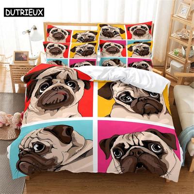 3D-Bettwäscheset mit Hund, Queen-Bettwäsche, Bettbezug-Set, Bettbezug, Baumwolle, Queen-Schlafzimmer, Bettbezug-Set, Bettset, Bettwäsche
