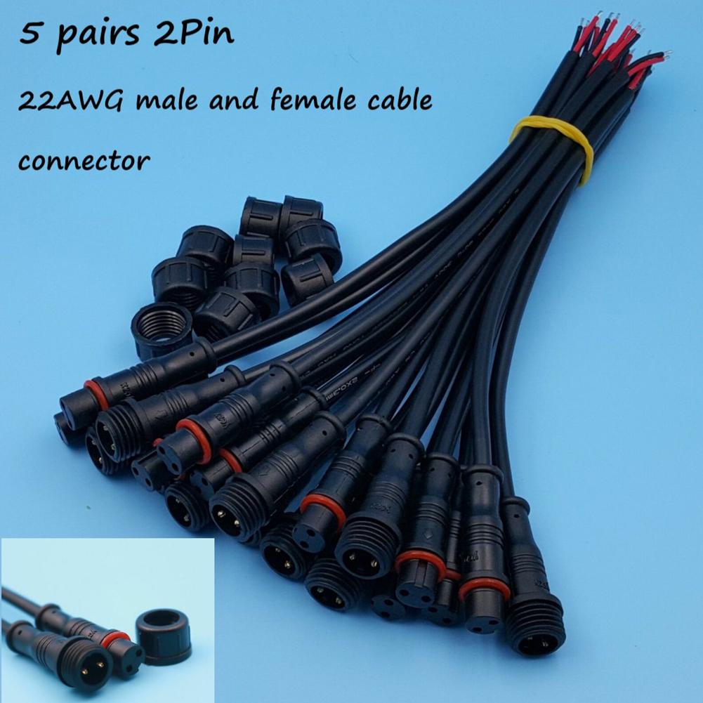 

5 Pairs IP65 Waterproof 2/3-Pin 22AWG Wire LED Male And Female Cable Connector LED Light Bar Connector General DC Interface