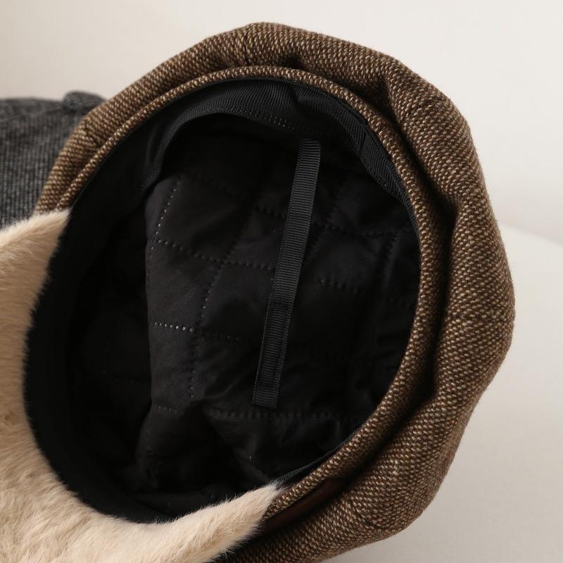 Octagon Hat Female Beret Autumn and Winter Style Fleece Warm Newsboy Hat Painter's Hat New Style