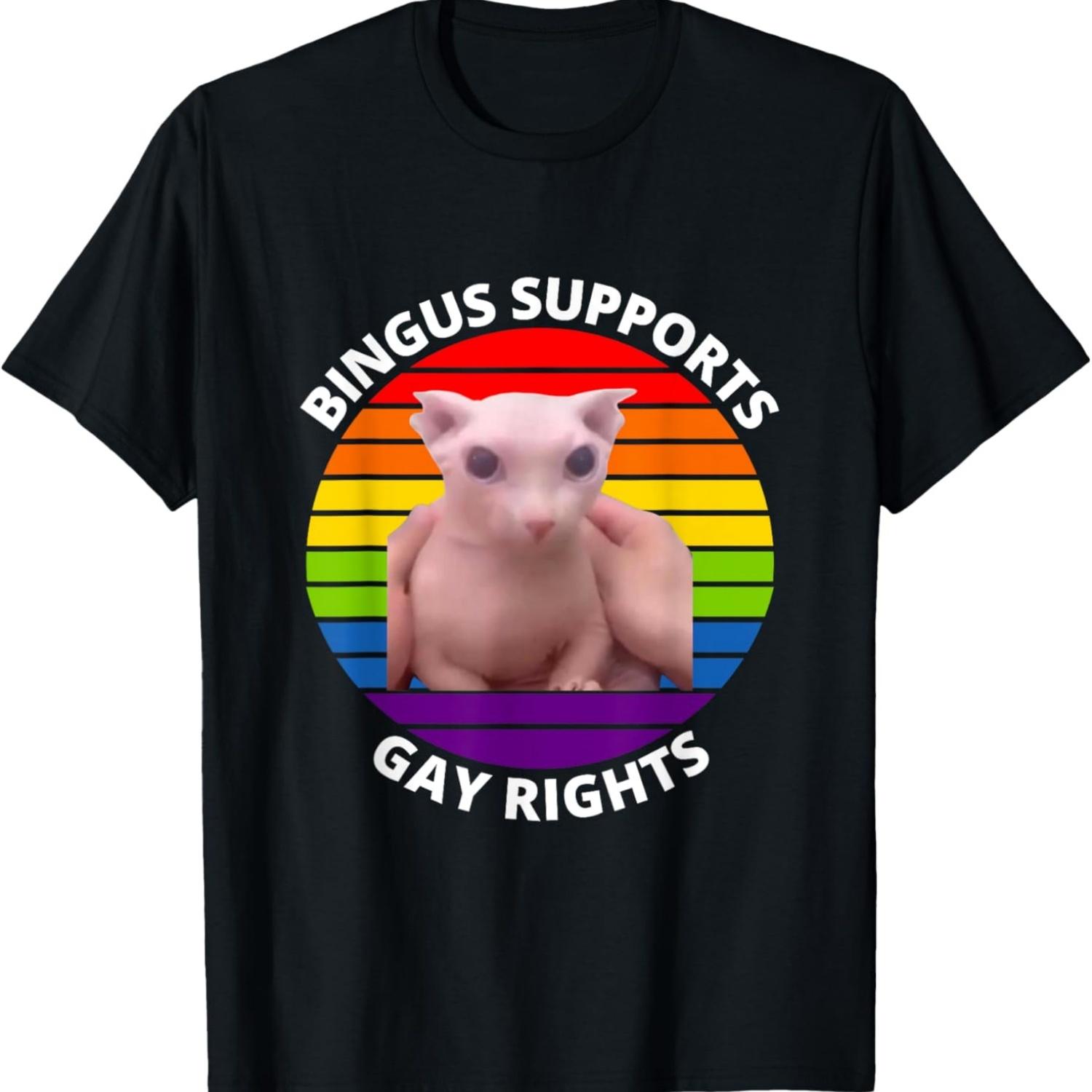 

Bingus Supports Gay Rights Hairless Sphinx Bingus Cat Meme T-Shirt for Men Women XXXXXL чорний