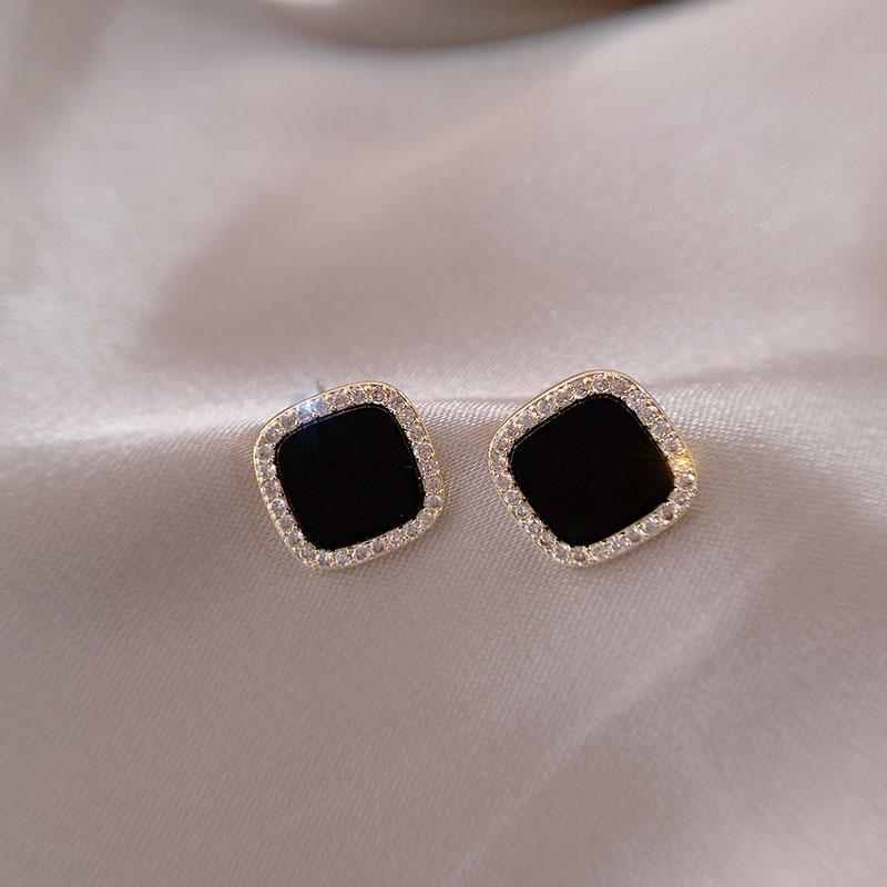 jewelry fashion Black Bowknot Cube Crystal Earring Square bow Earrings for Women Pretty gift