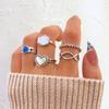 Módní Retro Ring Set Ženy Punk Metal Jednoduchá Osobnost Star Love Heart Ring Šperky dárek