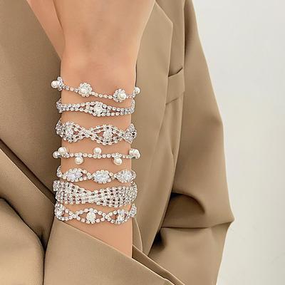 European-American Minimalist Rhinestone Claw Chain Bracelet: Versatile Full Diamond Design for Evening Wear