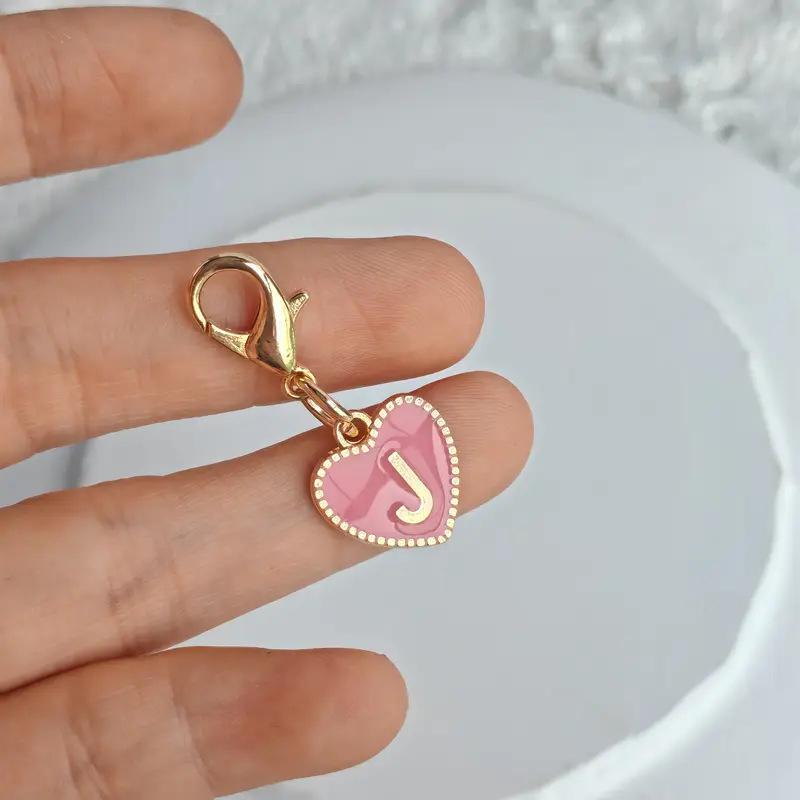 Cute Alphabet 26 Letters Heart Keychain For Bags Earphone Charm Pendants Accessories Gifts With Lobster Buckle