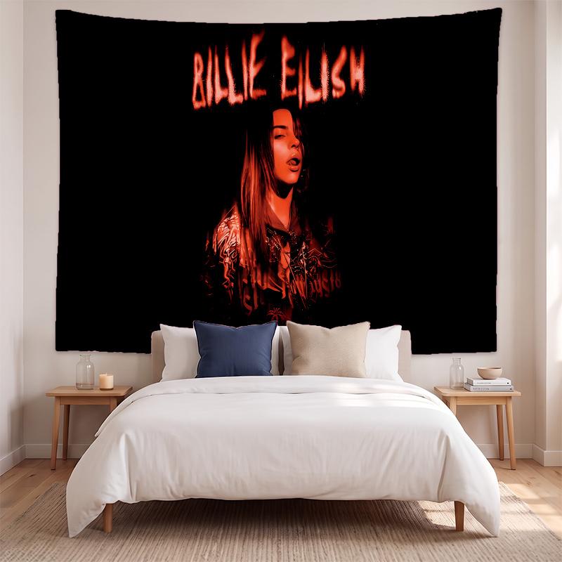 Billie Eilish (19) Meno kūrinio sieninis gobelenas namų miegamojo svetainės dekoravimui Puiki dovanos idėja