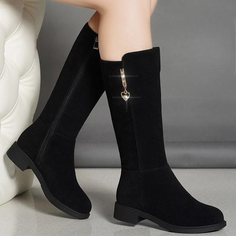 Bottes hautes pour femmes Bottes longues pour femmes Plates Hiver Nouveautés Tendance Travail Confortables et élégantes en Offre Chic