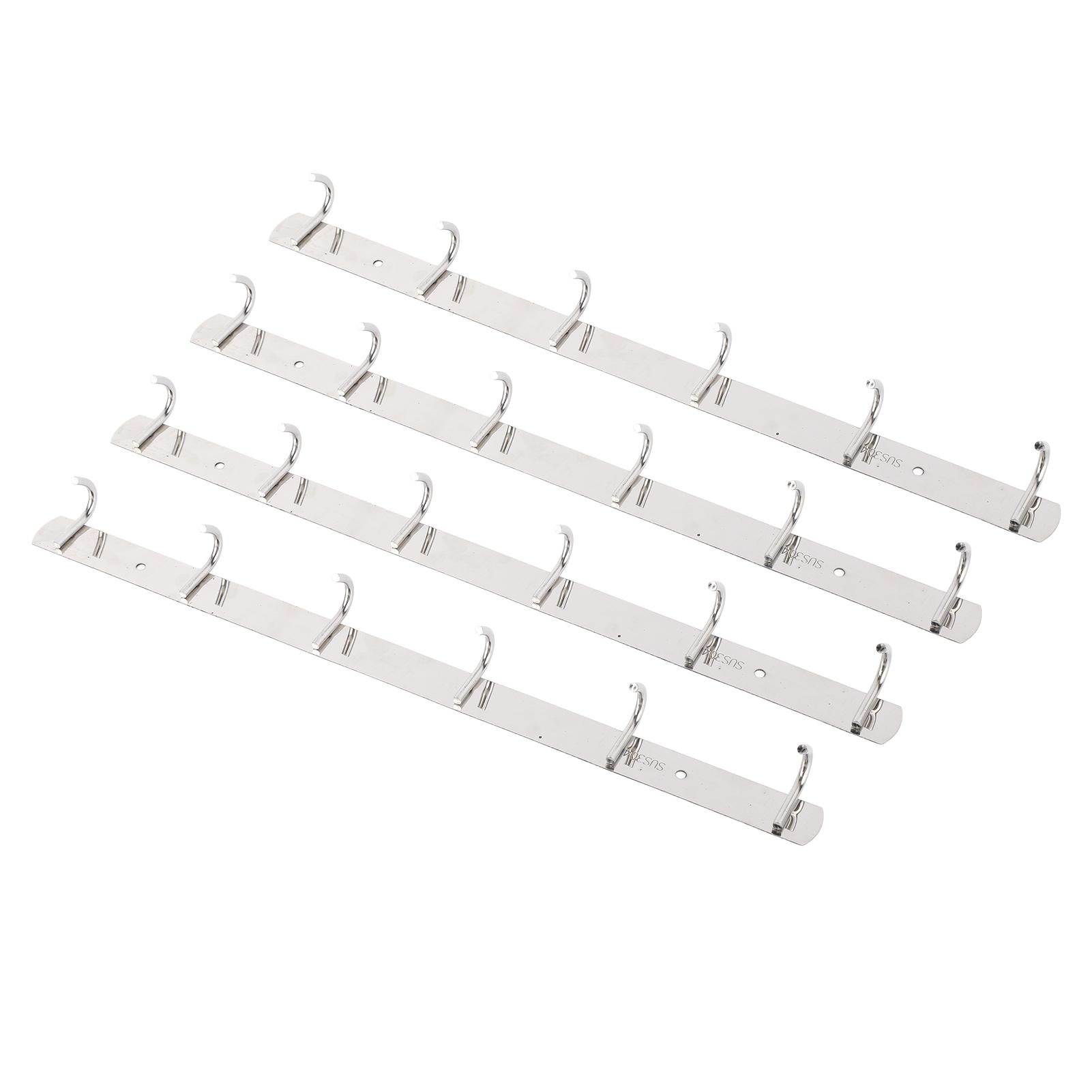 

4 Pcs 6 Hooks Stainless Steel Cloak Hanger Wall Mounted Hanging Coat Rack for Laundry Rooms Entryways