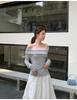 Women's High-Waisted White Cotton A-Line Skirt, Spring 2026 Korean Style, Casual Versatile Tiered Design