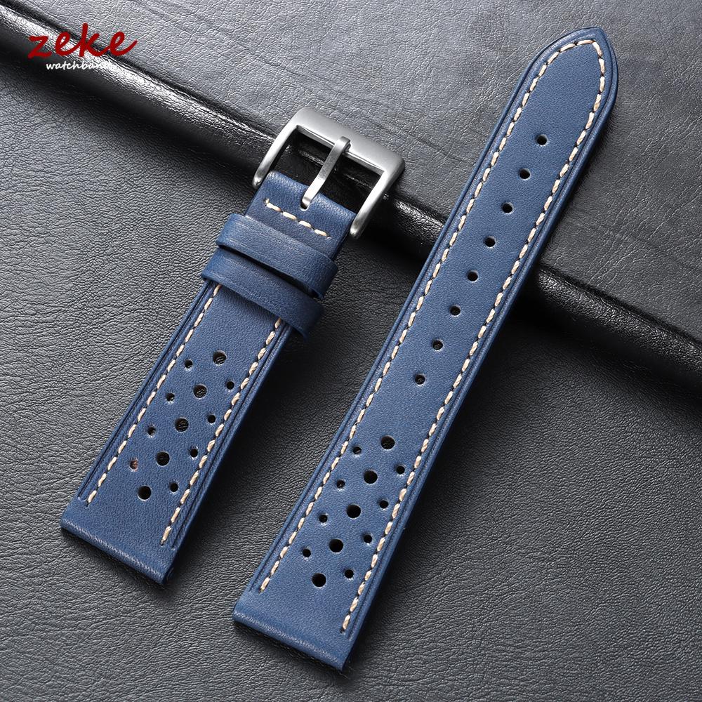 20mm 22mm 24mm Vintage Top-Grain Cowhide Strap for Men Women Universal Genuine Leather WatchBand Brown Breathable Sport Bracelet