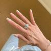 French Light Luxury Retro High Sense Diamond Turquoise Pearl Ring Romantic Court Style Gentle Temperament Ring