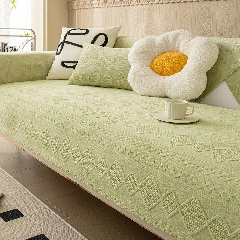 Solid Color Sofa Towel Mat Thick Plush Sofa Cover High Quality Non-Slip Sofa Cushion L Shape Sofa Cover Living Room Decoration