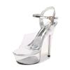 Fashion 34-43 Sexy Super High Heel Shoes 15CM Slim Heel Platform Sandals Transparent Crystal Shoes Wedding Shoes Banquet