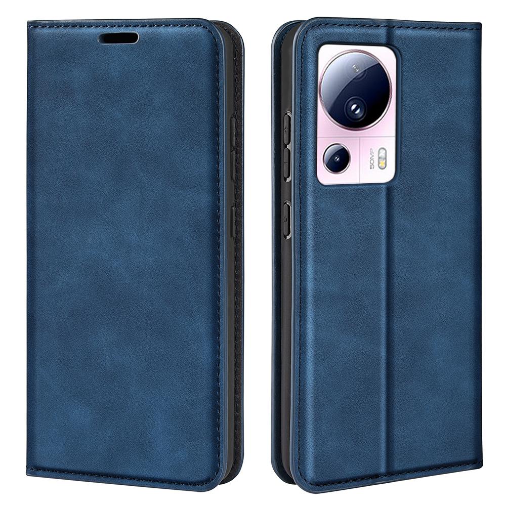 

For Xiaomi 13 Lite/Civi 2 5G Skin-touch Leather Wallet Phone Case Flip Stand Protective Cover Blue