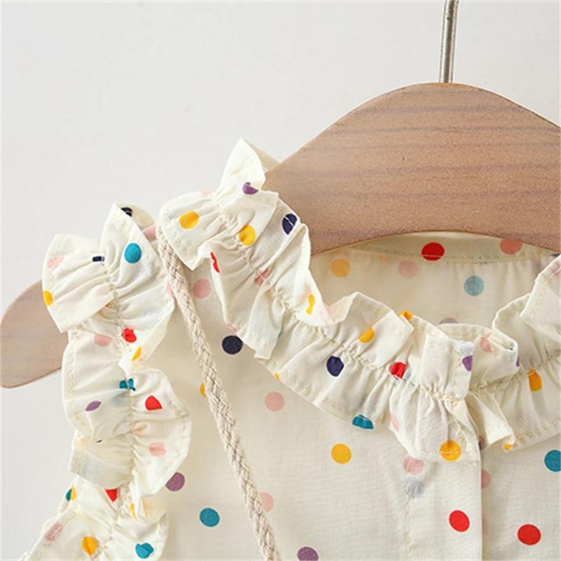 Dress Baby Girl Heart Shaped Button Colorful Polka Dot Bow Dress Send Bag